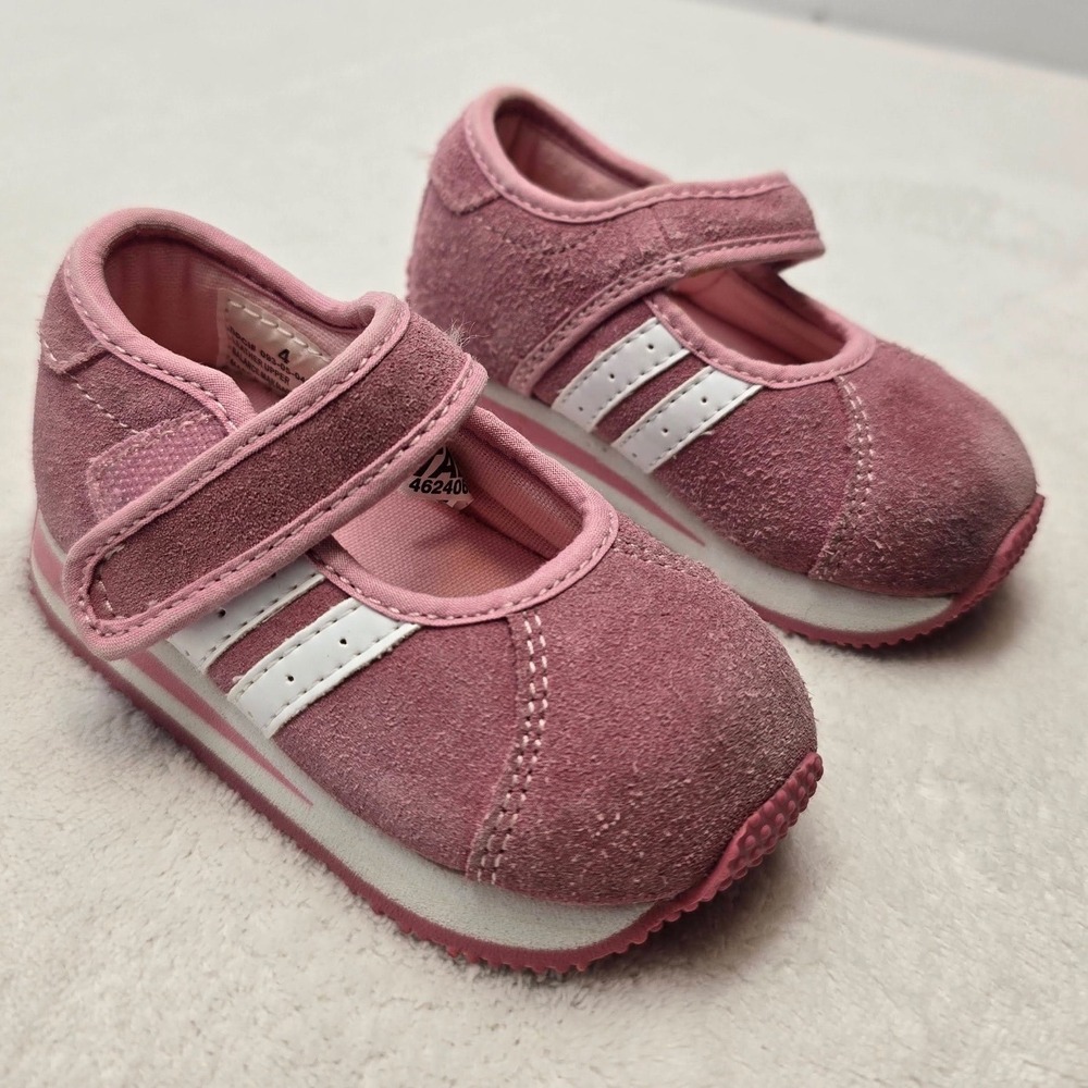 Baby Smart Toddler Girls Pink Suede Mary Jane Sneakers Shoes Size 4 Athletic Y2K